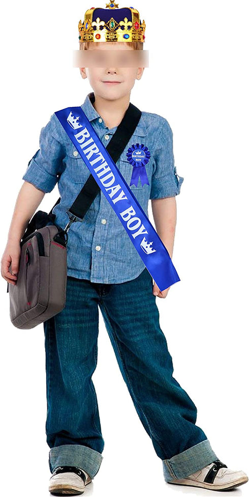 Birthday King Crown and Sash for Boy,Birthday Boy Prince Crown Sash and Pin for Boy,It™s My Birthday King Crown Kids,Birthday Boy Gifts,Birthday Crown King Birthday Party Decoration,Birthday Boy