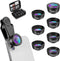 Criacr Phone Camera Lens, 210 °Fisheye Lens + 120 °Wide Angle + 25X Macro + 2X Telephoto + Star Lens + CPL + 6 Kaleidoscope 7 in 1 Phone Lens Kit Compatible with iPhone/Samsung/Google Pixel etc