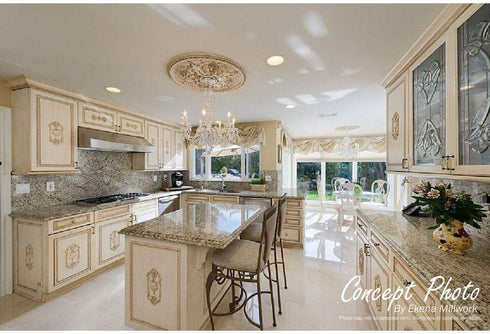 Ekena Millwork CM07ODSSF Odessa Ceiling Medallion, 7 1/2"OD x 1 1/8"P (Fits Canopies up to 2 1/2"), Hand-Painted Spartan Stone