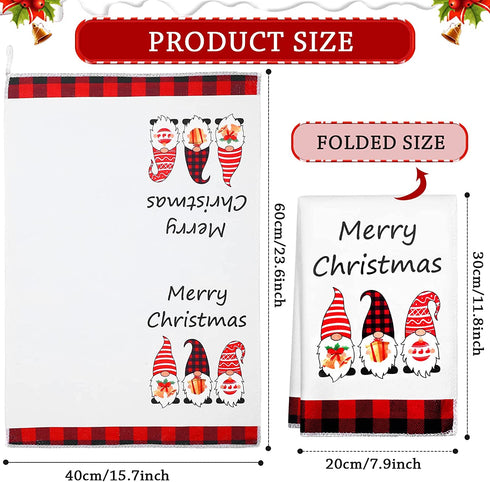 6 Pieces Cotton Christmas Kitchen Towels Buffalo Plaid Christmas Kitchen Towels and Dish Towels Christmas Kitchen Decor Hand Towels for Decorations , Favors Cooking and Baking ,16 x 24 Inch