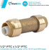 SharkBite U2008-0000LFA 1/2 inch x 1/2 inch Brass Check Valve, Push-to-Connect, Copper, PEX, CPVC