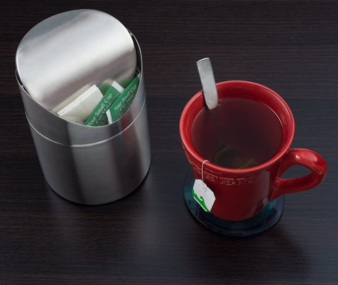 Mini Countertop Brushed Stainless Steel Swing Lid Trash Can Set, Come with Trash Bag, 1.5 L / 0.40 Gal , Multiple Color Options, Silver