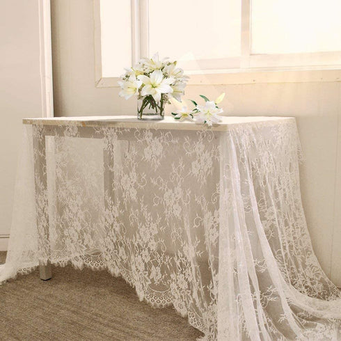 White Lace Tablecloth Rectangle 2 Pieces 60x120 Inch Embroidered Lace Rustic Table Cover for Birthday Party Wedding Baby Bridal Shower