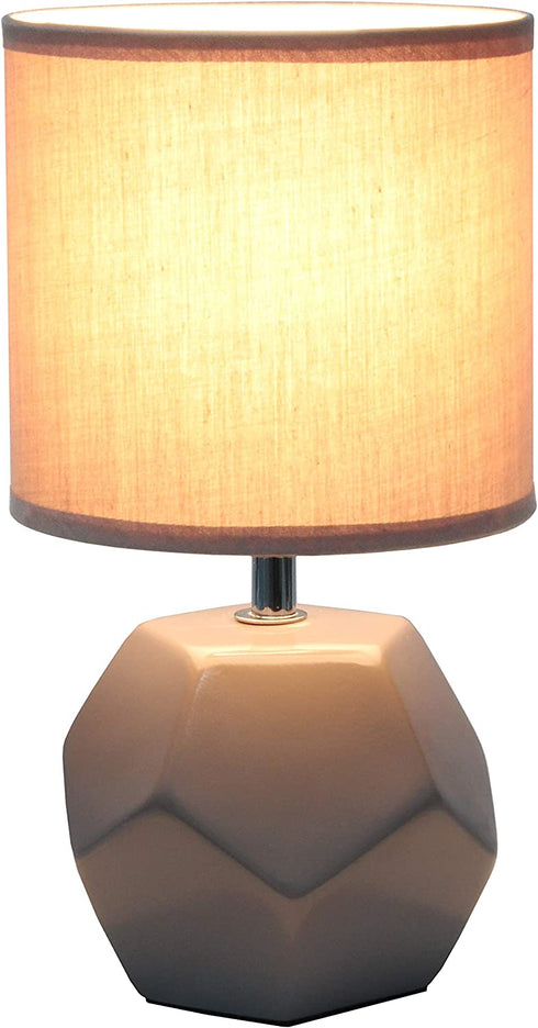 Simple Designs Round Prism Mini Table Lamp with Matching Fabric Shade