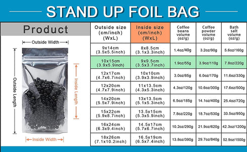 FERENLI 100Pcs Stand Up Clear Silver Zipper Lock Resealable Aluminum Mylar Foil Plastic Packaging Bag for Zip Heat Sealable Aluminum Foil Lock with Tear Notch Long Term Food Storage (3.9x5.9 inch)