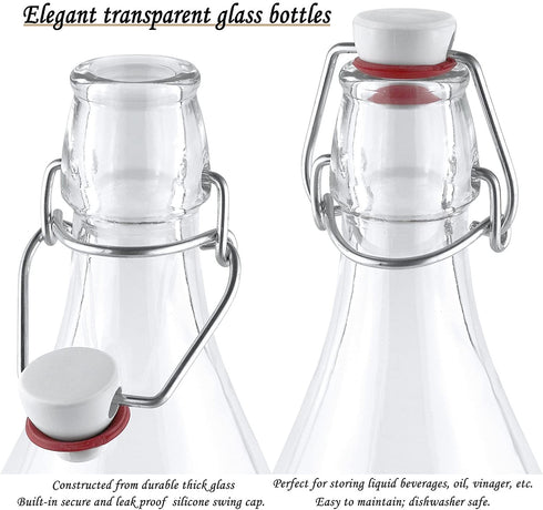 Estilo Glass Swingtop Bottles, 4, Clear