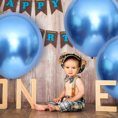 10 Pieces 18 Inch Metallic Balloons Shiny Latex Balloons for Birthday Wedding Party Decoration (Blue)