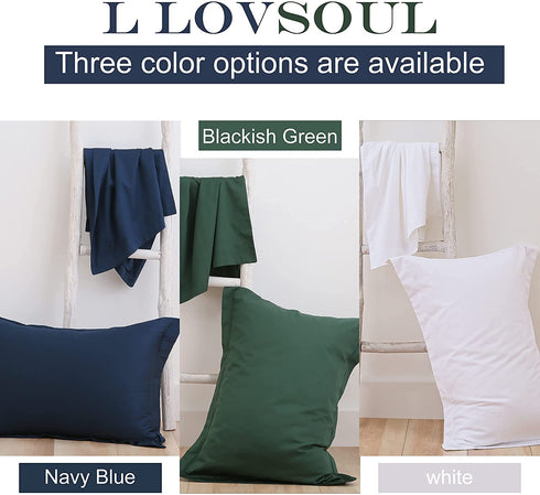 L LOVSOUL 100% Cotton Pillowcase 2 Pack White Queen Size 20x28Inches,Luxury Soft Breathable and Machine Wash Pillow Covers with Envelope Closure(Pillows are not Included)
