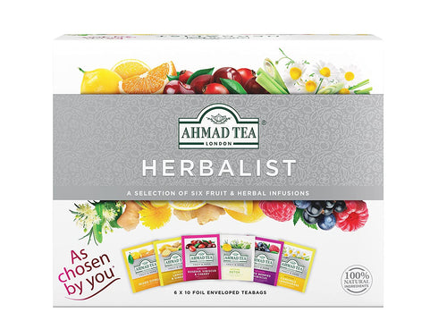 Ahmad Tea Herbalist Variety Gift Box, 60 Foil Enveloped Teabags