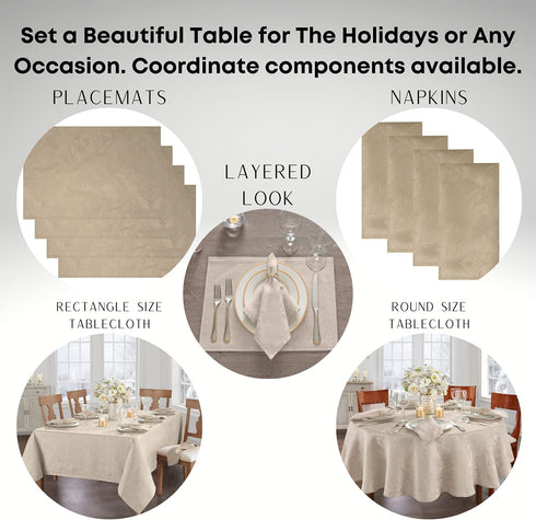 Elrene Home Fashions Caiden Elegance Damask Fabric Napkins (Set of 4), 17" x 17", Red