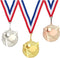 Juvale 3-Piece Award Medals Set, Table Tennis Gold, Silver, Bronze Medals for Ping Pong Games, Competitions, Party Favors, 2.3 Inches in Diameter with 32-Inch Ribbon