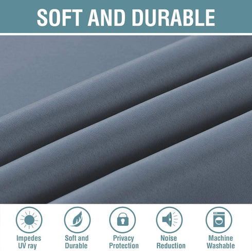 Blackout Curtains for Bedroom 84 Inches Blue Thermal Insulated Room Darkening Curtains for Living Room, Thermal Insulated Energy Saving Curtains for Patio Door - Grommet Top (Stone Blue, 1 Panel)