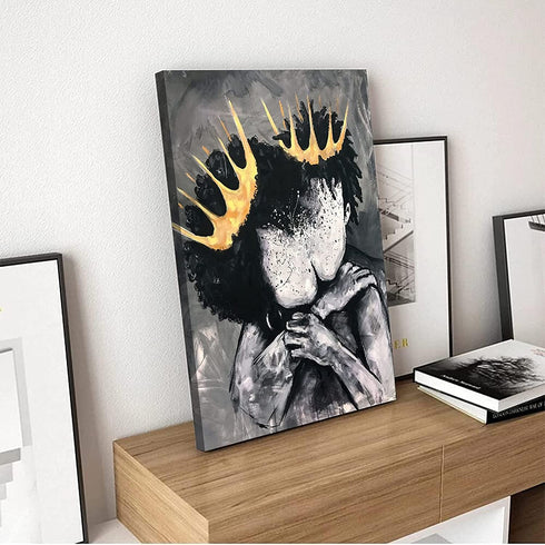 Black Love Wall Art Abstract King and Queen Crown Wall Art Decor Painting African American Couple Wall Art for Bedroom Decor Canvas on Wall Art African Couple Canvas Poster 16x24inch?No Frame ?