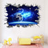 3D Blue Cosmic Galaxy Earth Satellites Wall Decals Magic Milky Way Outer Space Planet Broken Wall Stickers Murals Decor for Home Floor Ceiling Boy Girls Room Kids Bedroom