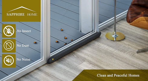 SAPPHIRE HOME Door Draft Stopper, 30 to 36 Inch Adjustable Waterproof Double Draft Stoppers, Blocks Dust Wind Light, Under Door Draft Stopper, Door Sweep, Door Draft Blocker (Gray)