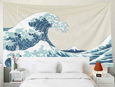 Pamime Tapastry'S Wall Hanging, Tapestry, Home Decor Tapestry Great Wave Mount Fuji Century Dorm Bedroom Living Room 80X60 Inches?200X150Cm? Inhouse,Blue White
