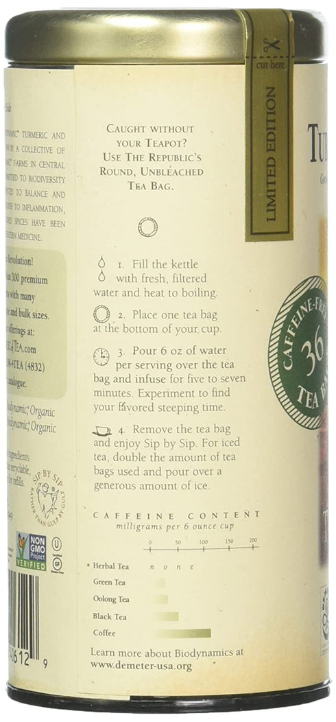 The Republic of Tea Biodynamic Turmeric Cinnamon, 36 CT