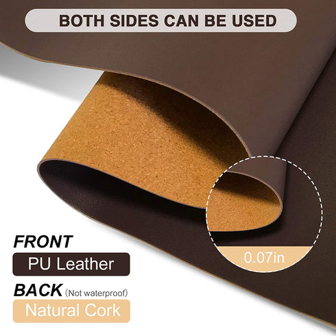 TESOBI Large Natural Cork & Leather Desk Pad, Double-Sided Desk Protector, Smooth Surface Mouse Pad, Waterproof Desk Mat for Office/Home/Gaming (36" x 17" Coffee)