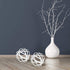 White Metal Band Decorative Dining Ball Set of 3 - Geometric Sculptures Dining/Coffee Table Centerpiece for Wedding Table Decoration, Themed Party, Baby Shower, Aromatherapy Accessories - 4.5 Inches