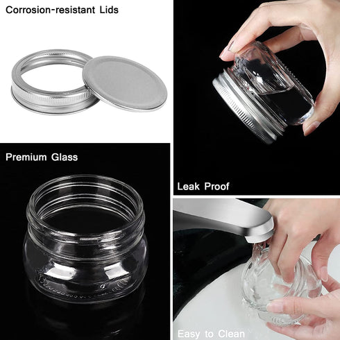 4 oz Glass Mason Jars, 24 Pack 120ml Canning Jars with Regular Mouth Lids, Glass Jars Storage Containers for Overnight Oats, Jam, Jelly, Honey, Beans, Spice, Wedding Party Favors, Shower Favors