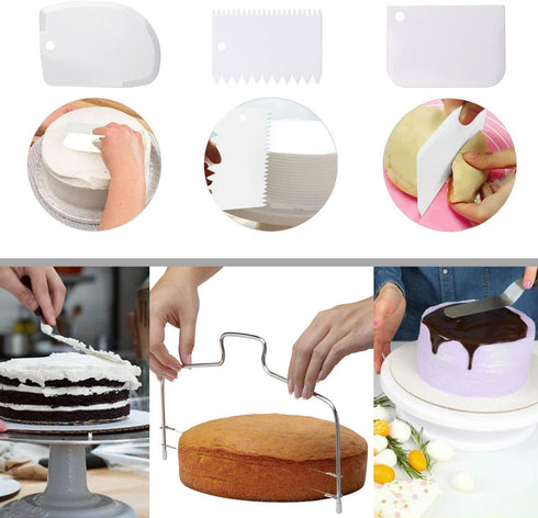 Cake Decorating Turntable,Cake Decorating Supplies with Decorating Comb/Icing Smoother(3pcs),2 Icing Spatula with Sided & Angled €¦