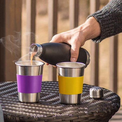 Stainless Steel Cups, Premium Metal Pint Cup Tumblers,12 Oz Metal Drinking Glasses for Kids and Adults, Set of 5,Healthy Unbreakable and Stackable