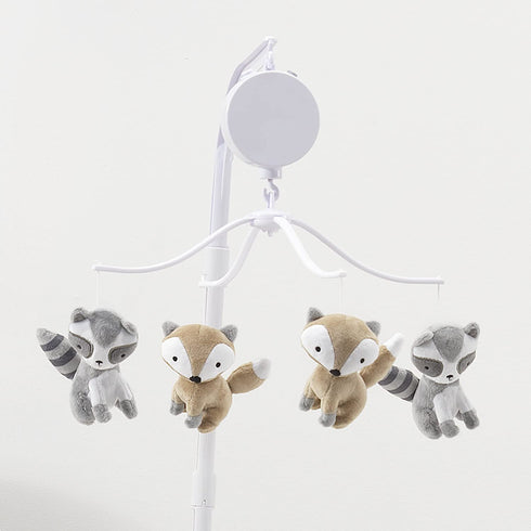 Bedtime Originals Little Rascals Forest Animals Musical Mobile, Gray/White