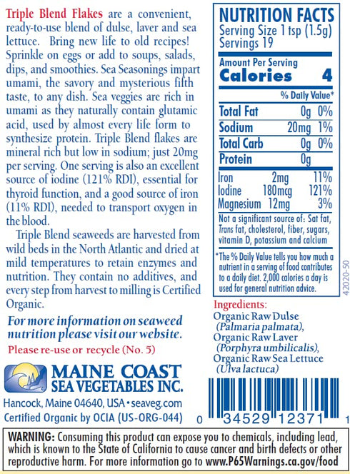 Triple Blend Flakes 1 oz Shaker - Sea Seasonings - Organic