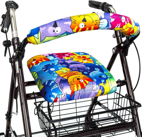 Top Glides Universal Rollator Walker Seat and Backrest Covers (Cats)