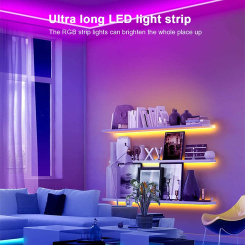 Led Strip Lights 65.6ft (2 Rolls of 32.8ft) RGB Light Strips with 44 Keys IR Remote, 5050 SMD Color Changing LED Strip Lights Flexible Tape Light Kit Controller for Kitchen Home Party