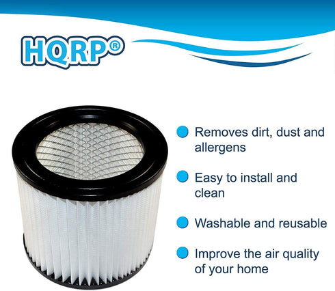 HQRP Cartridge Filter compatible with Shop-vac QPMH450 QPMH500 QMH45A QSH30 QSH35 QPSH300 QPSH400 952-02 95202 HangUp Series Wet Dry Vacuum 903-98 9039800