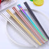 Dtdepth Stainless Steel Chopsticks - 5 Pairs 9.06inch Multicolor Reusable Dishwasher Safe Metal Chopsticks - Square Lightweight Non Slip Flat Chop Sticks - Easy to Use and Clean (No Color Fading)