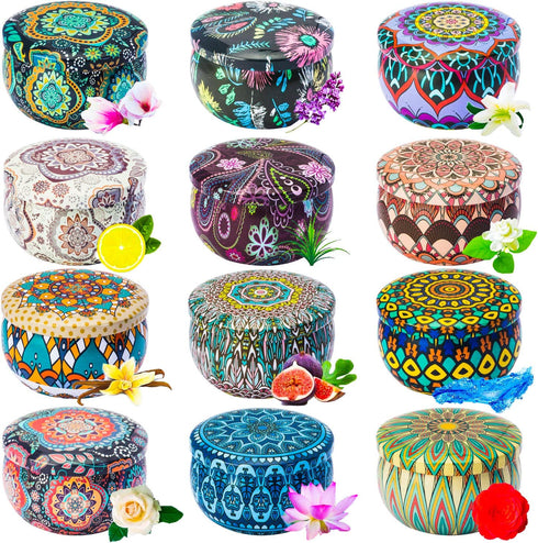 12 Scented Candles Gift Set 2.5oz Scented Candles, Natural Soy Wax Candles, Portable Travel Canned Scented Candles, Family Scented Decoration Gifts, Birthday Lover Christmas
