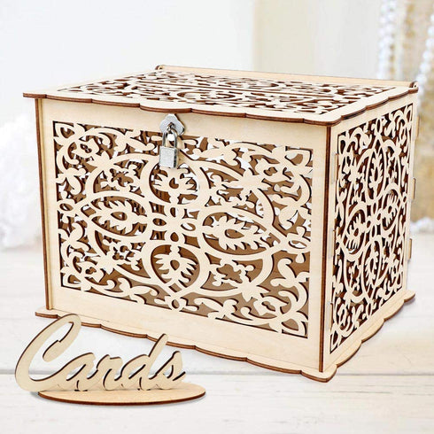 Aytai DIY Rustic Wedding Card Box with Lock and Card Sign Wooden Gift Card Box Money Box for Reception Wedding Anniversary Baby Shower Birthday Graduation Party Decorations