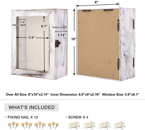 Qlfyuu 8x10 Shadow Box Frame, Wooden Shadow Box Display Case,Large Shadow Box for Flowers,Memorial Shadow Box for Keepsakes Baby Wedding Photo Memorabilia Awards Ticket Wine Cap,White