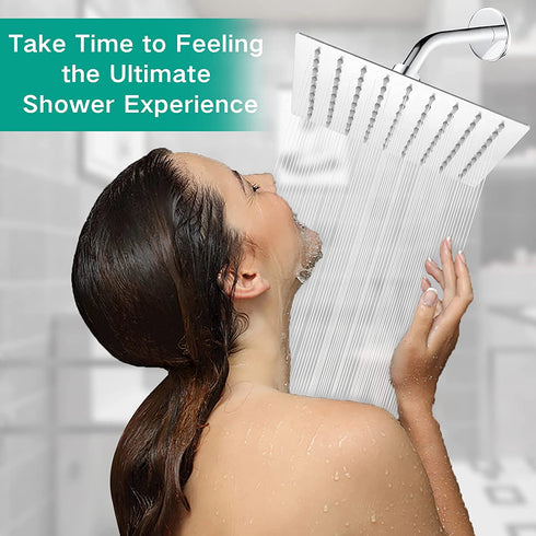 HBGEWO Shower Head, 8 Inch High Pressure Rain Shower Head, Pressure Boosting Shower Head, Awesome Shower Experience, Stainless Steel Rainfall Square Shower Head (Brushed Nickel)