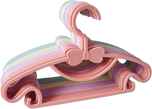 JINGXINMY Baby Hangers for Kids Clothes - Pack of 20 Durable Plastic Kids Hangers for Nursery -Childrens Hangers - Great as Toddler or Infant Clothes Hangers-4 Colors