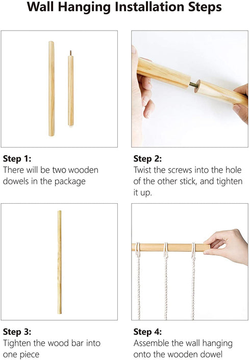 Mkono Hanging Photo Display Macrame Wall Hanging Pictures Cards Holder Boho Home Decor Chic Ornament Gift for Apartment Bedroom Living Room Gallery, with 40 Wood Clips, 37" L x 25.5''W