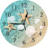ATEDEANEI Bathroom Wall Clock, Small Silent Battery Operated Teal Decor for Living Room,Kitchen,Bedroom,10 Inch,Beach Starfish