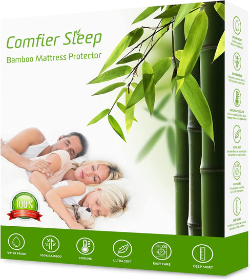 Queen Size Mattress Protector Waterproof and Queen Mattress Cover 60"x80" Queen Mattress Pad Waterproof 100% Bamboo Naturally Cooling Queen Mattress Protector Waterproof
