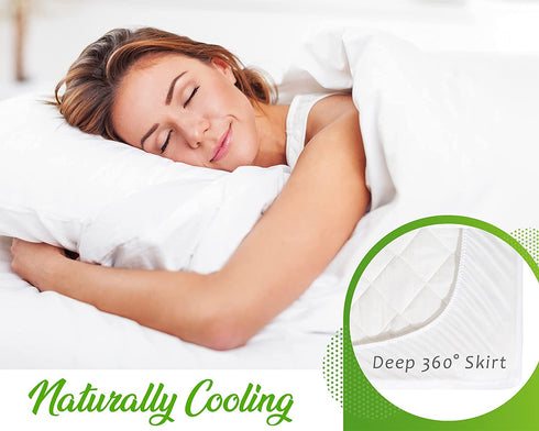 Queen Size Mattress Protector Waterproof and Queen Mattress Cover 60"x80" Queen Mattress Pad Waterproof 100% Bamboo Naturally Cooling Queen Mattress Protector Waterproof
