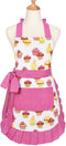 Claswcalor 100% Cotton Cupcake Pattern Aprons, Cute Baking Apron Adjustable Kitchen Apron for Women