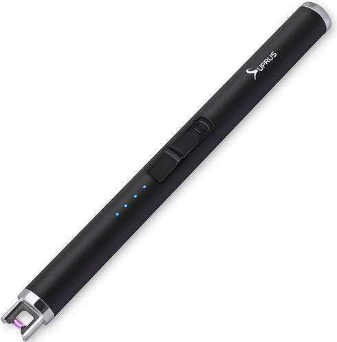 SUPRUS Lighter Electric Lighter Candle Lighter USB Type C Rechargeable Lighter with Upgraded LED Battery Display Safety Switch Flameless Plasma Windproof for Candle Cooking BBQs Fireworks