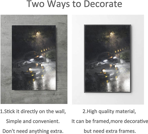 CENQCWARO Car Poster Initial D JDM AE86 Drift Canvas Art Poster Picture Modern Office Family Bedroom Decorative Posters Gift Wall Decor Painting Posters 16x24hs(40x60cm), 16x24