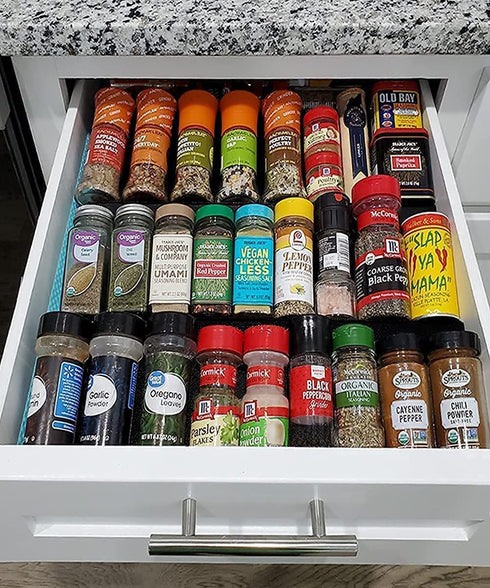 Artibear Expandable Spice Rack Drawer Organizer for Kitchen Cabinets, Set of 6, ABS