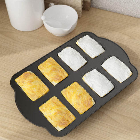 2 Pack Non-Stick Mini Loaf Pan, Carbon Steel Baking Bread Pan, 8-Cavity