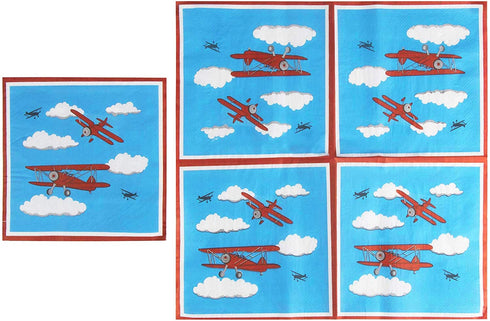 Airplane Party Supplies ? Serves 24 ? Includes Plates, Knives, Spoons, Forks, Cups and Napkins. Perfect Airplane Party Pack for Kids Airplane Themed Parties.