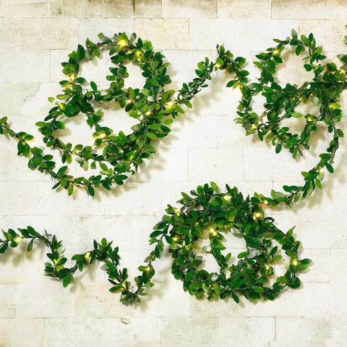 Kitstar 100LEDs Green Garland Tiny Leaf Vine String Light Timer Function Wedding Party Christmas Holiday New Year Patio Decoration 33ft, Battery Operated, UL588 Approved