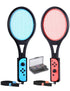Tennis Racket for Nintendo Switch&Switch OLED Joy-Con, Tendak Grip Sports Game Accessories for Mario Tennis Aces Game with 12 in 1 Game Card Case (2 Pack, Black)