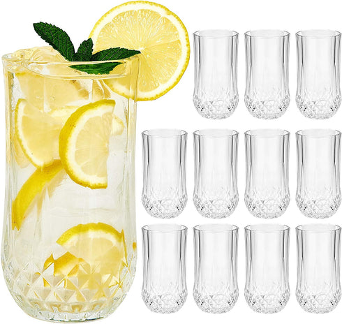 Highball Drinking Glasses Set of 12, Clear Cocktail Glasses , 11 Ounce Cups,Elegant and Durable Tall Bar Glassware Sets for Water, Juice, Cocktails, Beer, Glass Cups Set with Shockproof Package